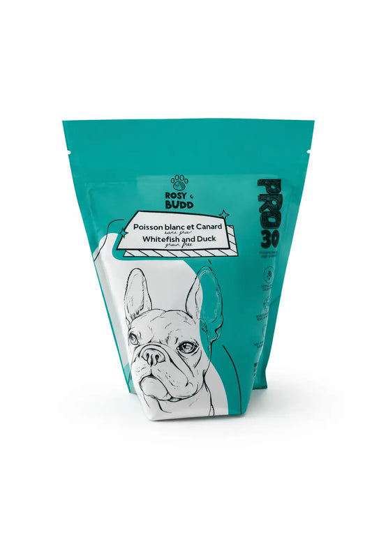 PRO30 Croquettes sans grains Poisson Blanc & Canard pour Chien (20 lbs)